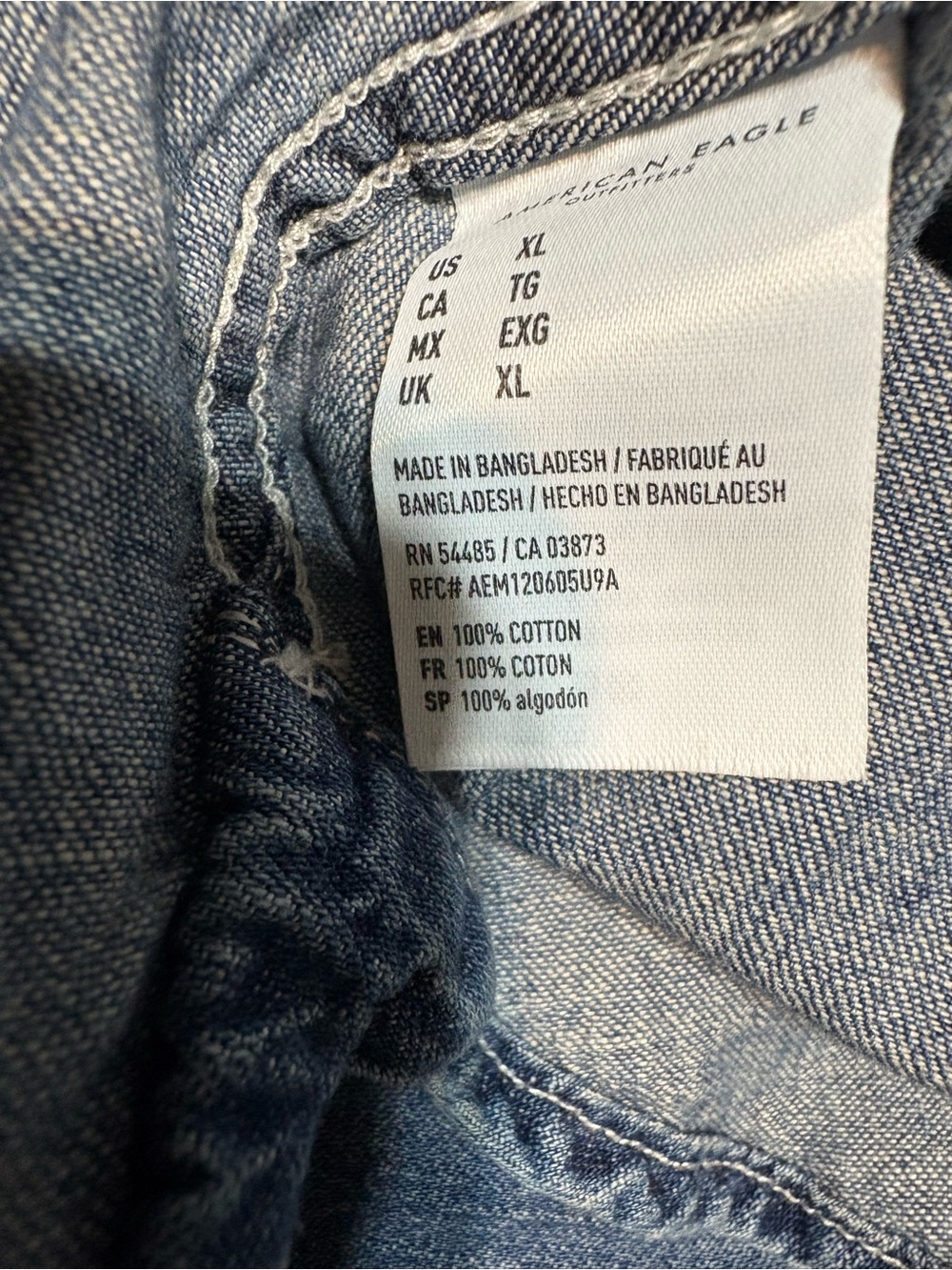 Men’s American Eagle Outfitters Light Blue Denim Shirt Size XL/TG - Picture 10 of 10